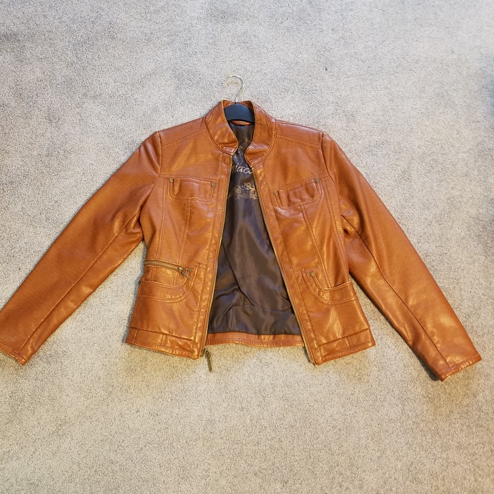 Giacca Brown pleather jacket sz XS
